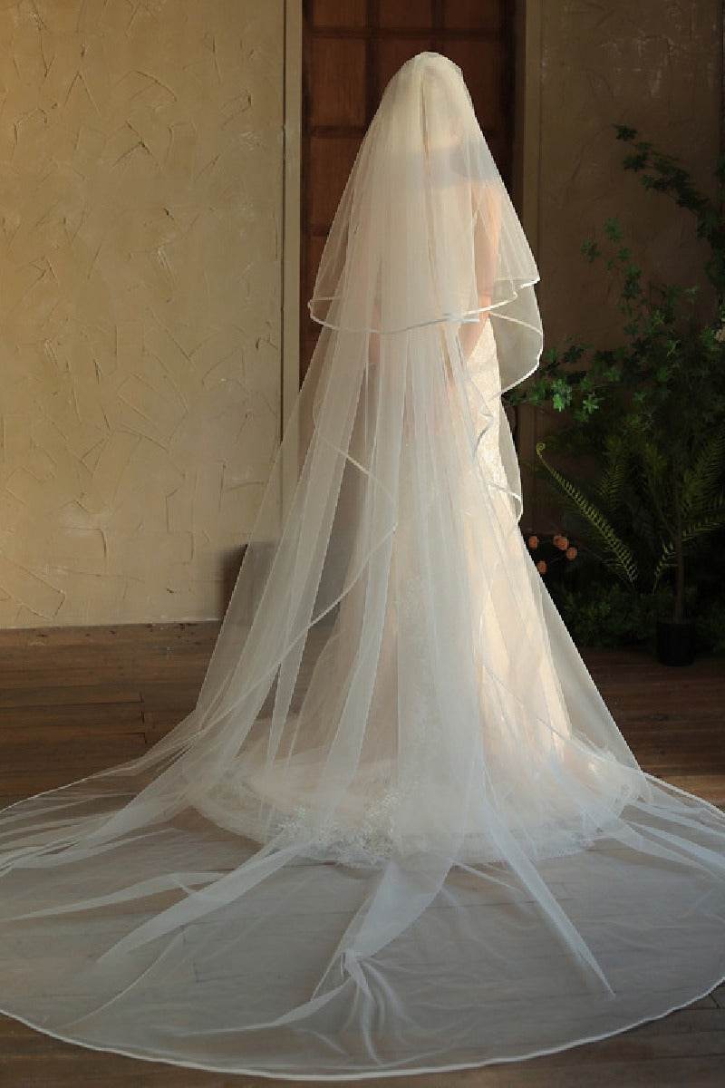 Two-tier Cut Edge Tulle Chapel Veils 885292260251 - COCOMELODY